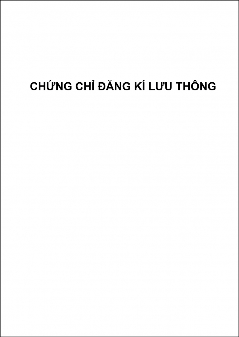 CHỨNG CHỈ ĐĂNG KÍ LƯU THÔNG